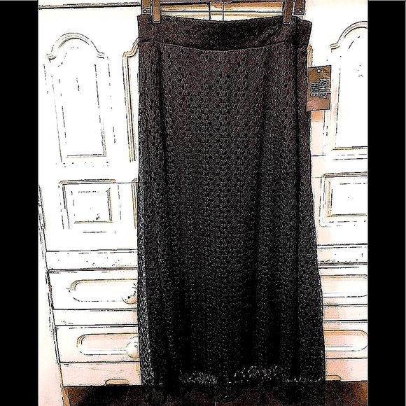 Ashley Blue Dresses & Skirts - LACE SKIRT LONG BLACK MAXI XL SOFT STRETCHY FABRIC SELF LINING ‘ASHLEY BLUE’ NEW